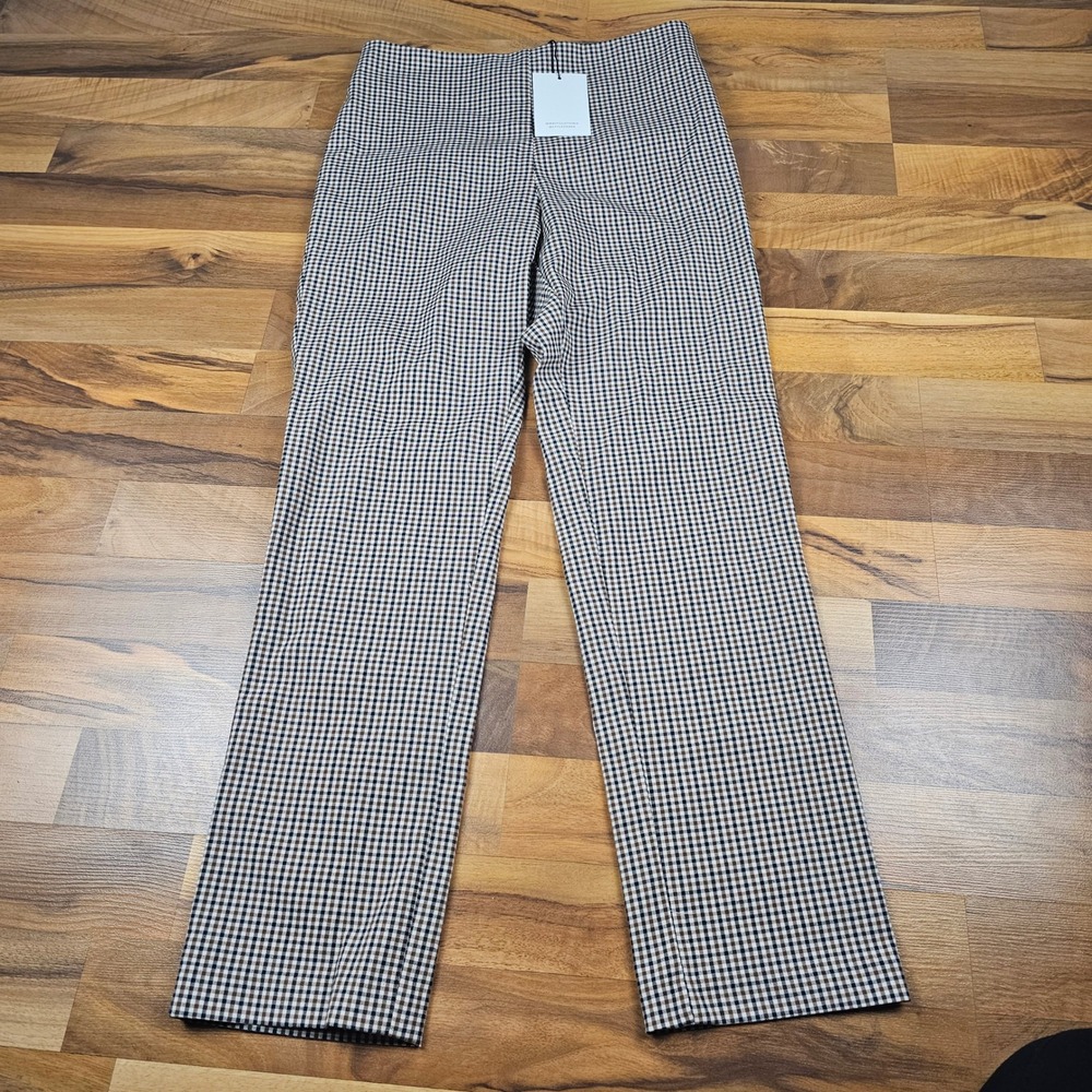WAYF Gingham Pants‎ XS High Waisted Straight Leg Brown Black Trendy Chic